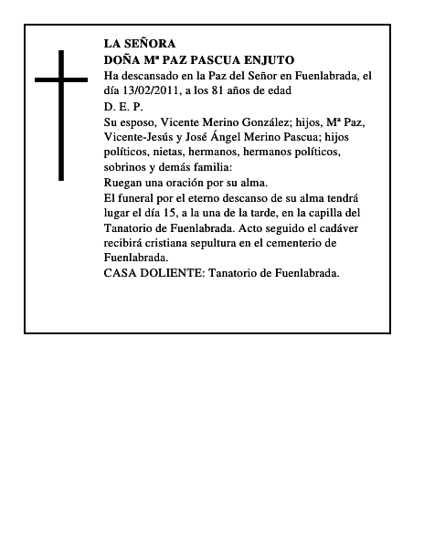 Doña Mª Paz Pascua Enjuto