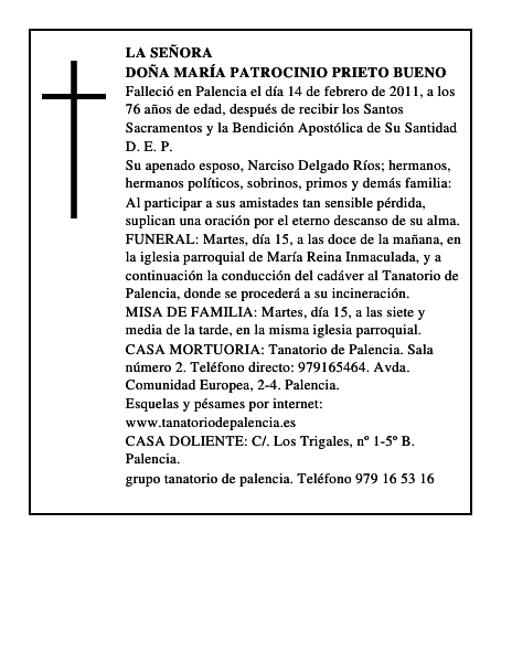 Doña María Patrocinio Prieto Bueno