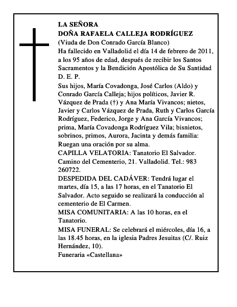 Doña Rafaela Calleja Rodríguez