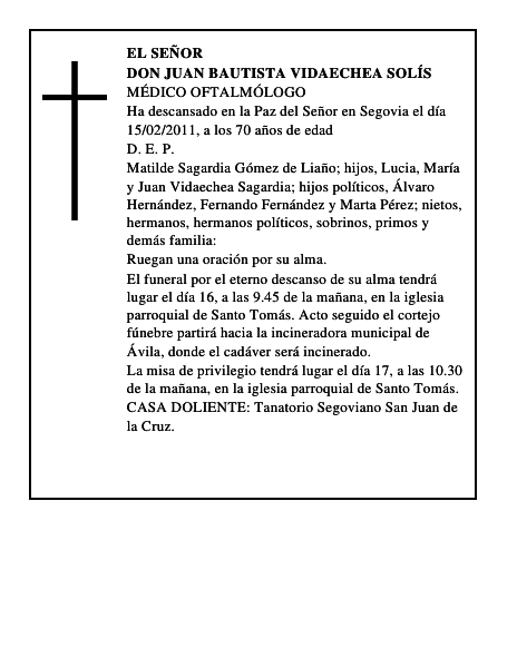Don Juan Bautista Vidaechea Solís