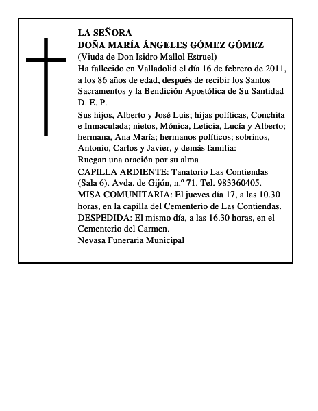 Doña María Ángeles Gómez Gómez