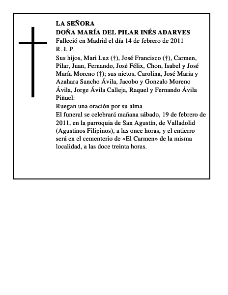 Doña María del Pilar Inés Adarves