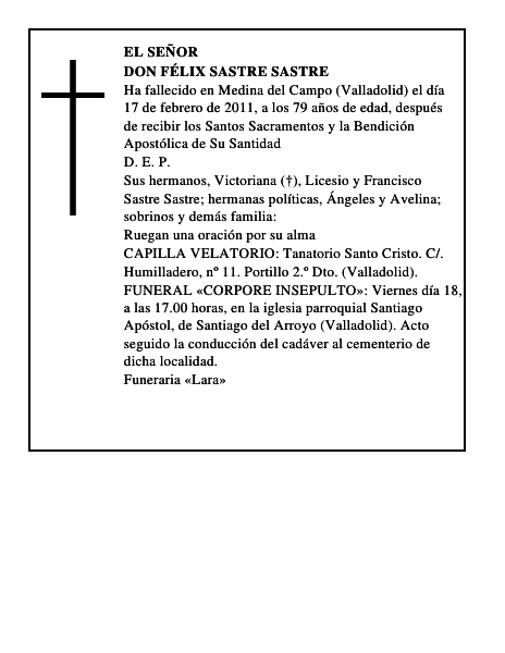 Don Félix Sastre Sastre