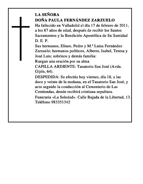 Doña Paula Fernández Zarzuelo