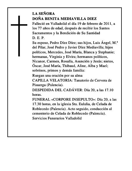 Doña Benita Mediavilla Diez