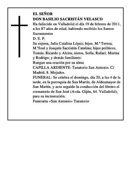 Don Basilio Sacristán Velasco