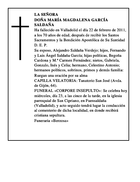 Doña María Magdalena García Saldaña