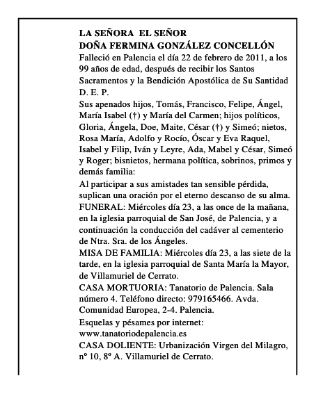 Doña Fermina González Concellón