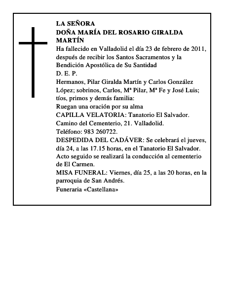 Doña María del Rosario Giralda Martín