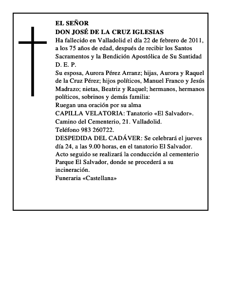 Don José de la Cruz Iglesias