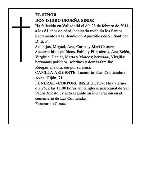 Don Isidro Urueña Sinde