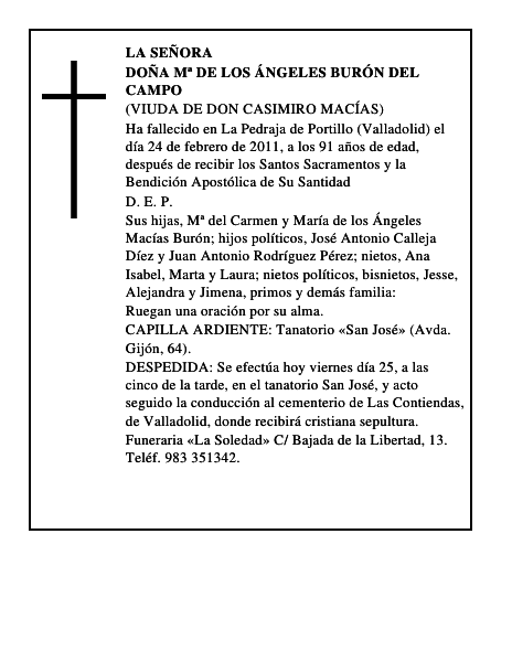Doña Mª de los Ángeles Burón del Campo