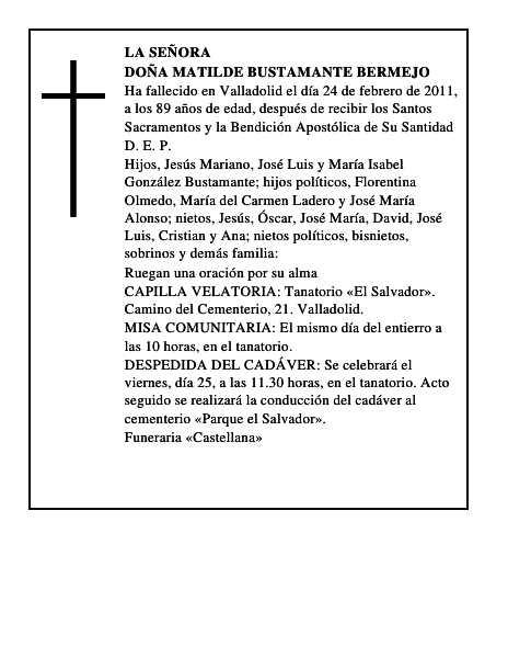 Doña Matilde Bustamante Bermejo