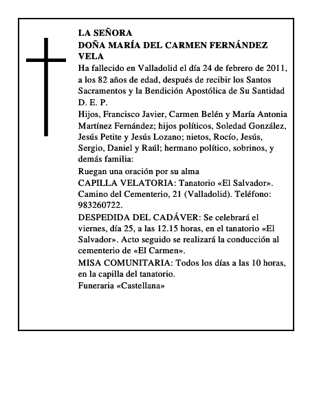 Doña María del Carmen Fernández Vela