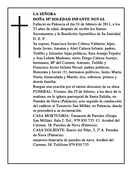 Doña Mª Soledad Infante Noval