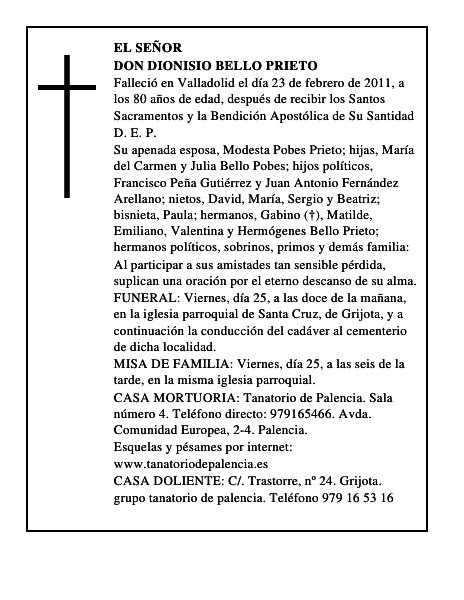 Don Dionisio Bello Prieto
