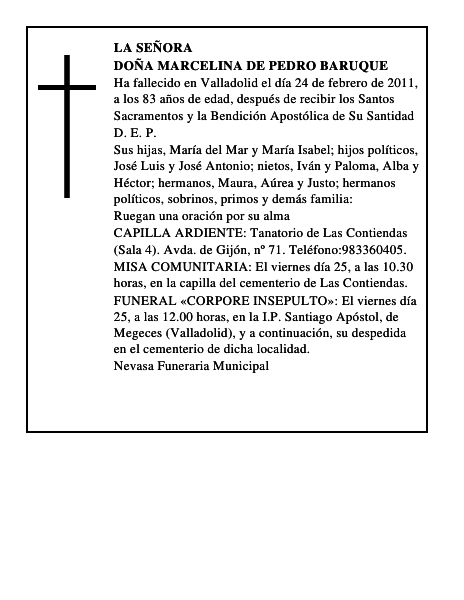 Doña Marcelina de Pedro Baruque
