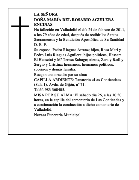Doña María del Rosario Aguilera Encinas