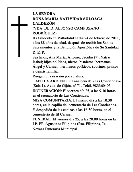 Doña María Natividad Soloaga Calderón