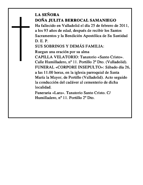 Doña Julita Berrocal Samaniego