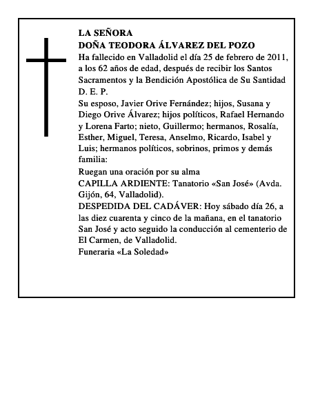 Doña Teodora Álvarez del Pozo