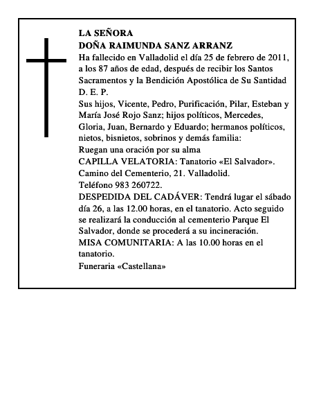 Doña Raimunda Sanz Arranz