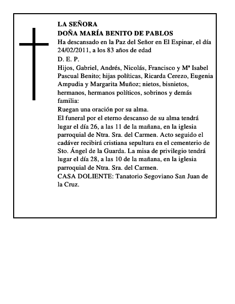 Doña María Benito de Pablos