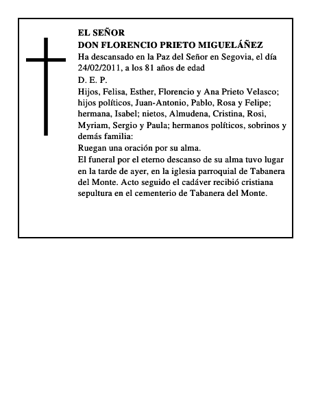 Don Florencio Prieto Migueláñez