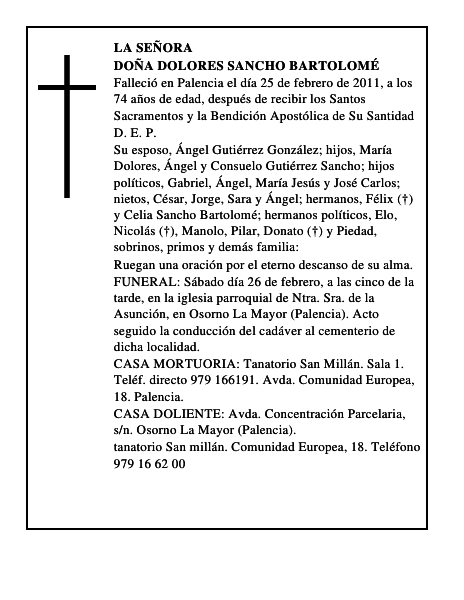Doña Dolores Sancho Bartolomé