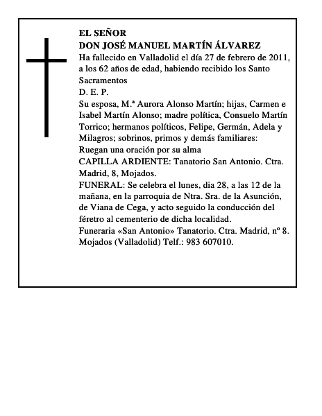 Don José Manuel Martín Álvarez