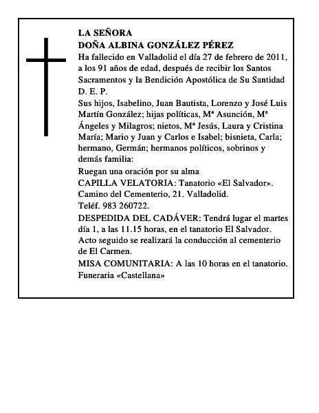 Doña Albina González Pérez