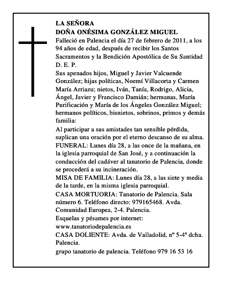 Doña Onésima González Miguel