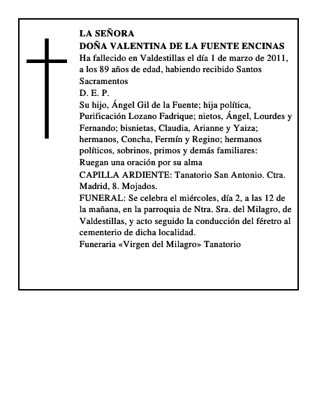 Doña Valentina de la Fuente Encinas