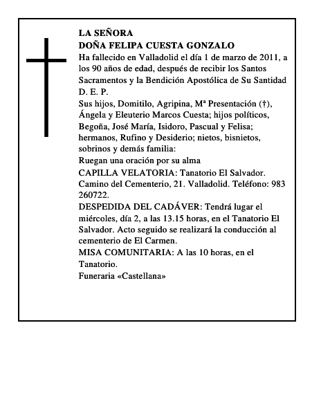 Doña Felipa Cuesta Gonzalo