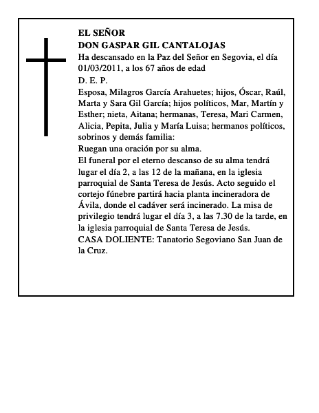 Don Gaspar Gil Cantalojas