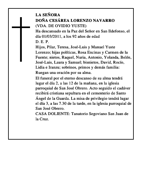 Doña Cesárea Lorenzo Navarro