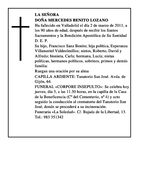 Doña Mercedes Benito Lozano
