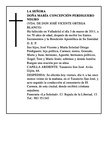 Doña María Concepción Perdiguero Negro