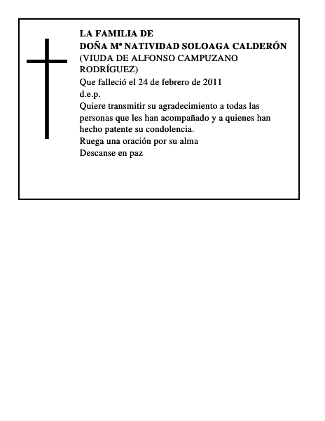 Doña Mª Natividad Soloaga Calderón