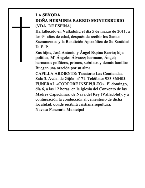 Doña Herminia Barrio Monterrubio
