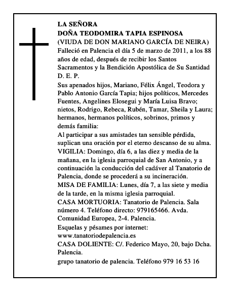 Doña Teodomira Tapia Espinosa