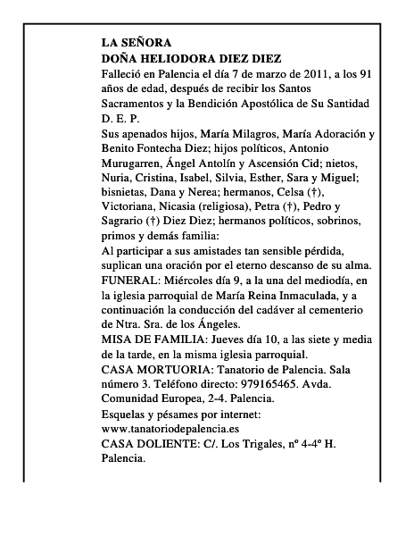 Doña Heliodora Diez Diez