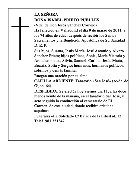 Doña Isabel Prieto Puelles