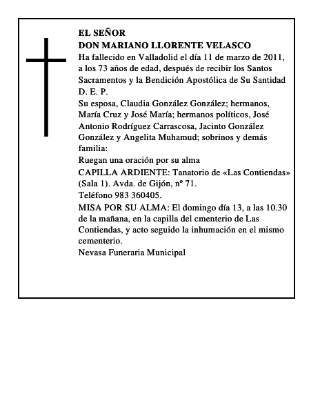 Don Mariano Llorente Velasco