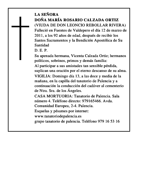 Doña María Rosario Calzada Ortiz