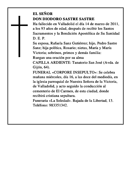 Don Diodoro Sastre Sastre