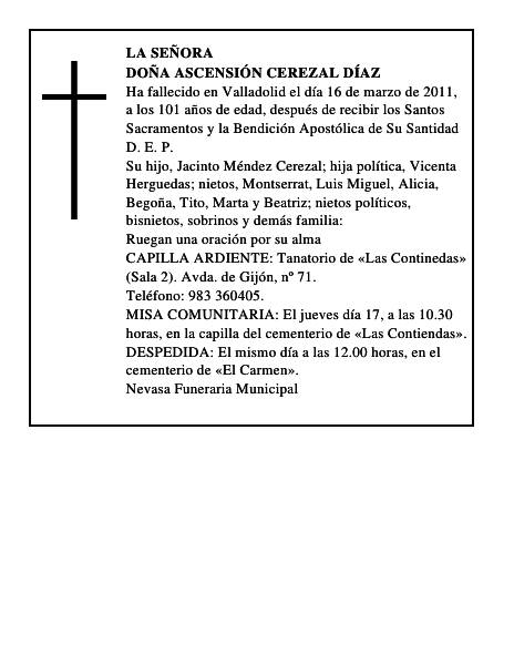 Doña Ascensión Cerezal Díaz
