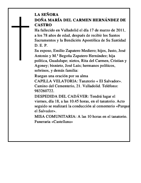 Doña María del Carmen Hernández de Castro