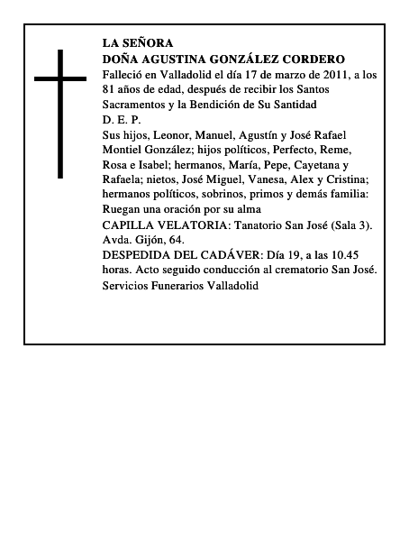 Doña Agustina González Cordero