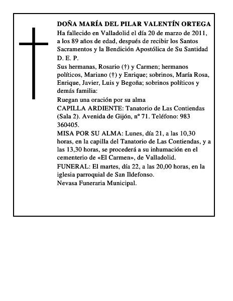 Doña María del Pilar Valentín Ortega